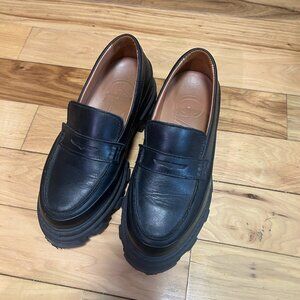 GANNI Calf Leather Chunky Loafer - Black